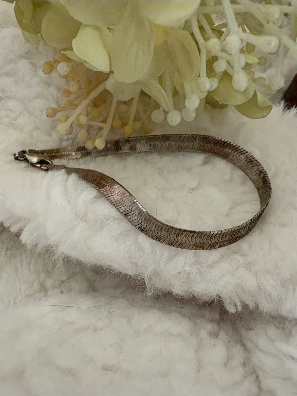 Sterling Silver Herringbone Chain Bracelet - Silver